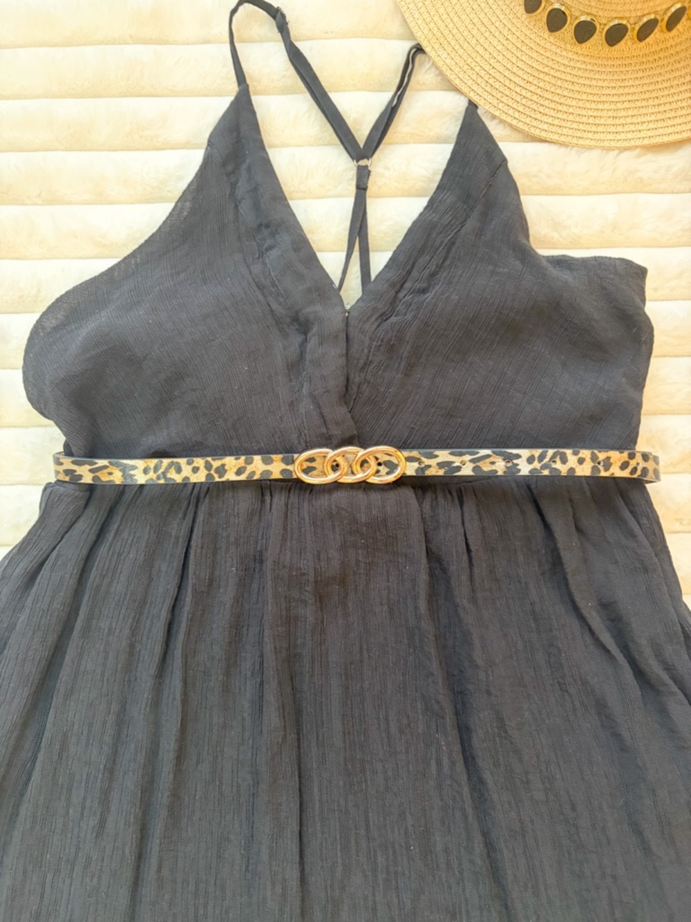 Festival Vacation BUNDLE | Boho Mini Black Dress, Belt, Cuff, & Hat - Summer Fit - Picture 4 of 8